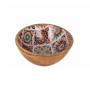 Cuenco decorativo de madera de mango con patrón de moras de alta calidad, cuenco para servir de madera de mango, ensaladera de madera hecha a mano - Product Image 6