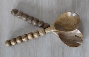 <b>Wooden</b> Spoons <b>Set</b> 9 Inch for Cooking, Serving Salad Stirring Soup Rice Non stick Heat Resistance Easy to Use by AYAANS - Product Image 3