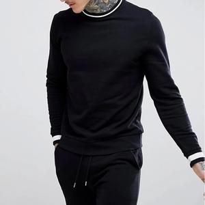 Men's Trendy Black Crewneck Sweatshirt Drawstring Waist Trouser Set Comfortable Jogging <b>Tracksuit</b> for Adults for Winter Season - Product Image 6