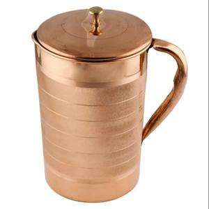 Tasses à eau plaquées cuivre martelées à la main et pichets en métal décoratifs pour la maison de restaurant d'hôtel pichets de style indien - Product Image 1