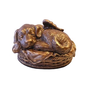 Urne d'angle de chien en aluminium de 7 "pouces avec panier et fournisseur de couleur Antique en Bronze Urne de cendres pour animaux de compagnie de conception rare à vendre - Product Image 1