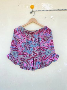 Pantalones Cortos Bohemios Vintage para Mujer, Ropa de Salón Floral, Sari Reciclado de Seda A LA Moda, Ropa de Playa Hippie, Cómodo Festival Elástico de Verano - Product Image 5