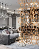 Cloison en bois au design artistique avec une finition artisanale de qualité supérieure pour une séparation élégante de bureau à domicile ou de studio