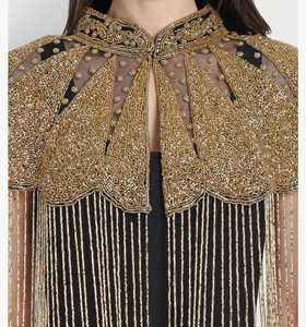 Hermosa capa burlesca festiva con cuentas de lentejuelas, silueta recta, sujeta el cuello para el Festival festivo Natural, capas, perlas - Product Image 5