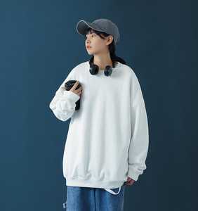 Sweat-shirt à capuche oversize en molleton tricoté 100 % coton pour femme, col rond, coupe longue et ample, 370g, uni, brodé - Product Image 6