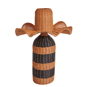 Pantalla de ratán a rayas de estilo Vintage, materiales naturales para la decoración de la sala de estar del hogar, hecha a mano de Vietnam - Product Image 1