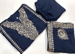 Nouvelle collection de créateurs Travail de séquence de Georgette lourde et broderie Zari avec dessus de travail en diamant et palazzo avec Dupatta - Product Image 3