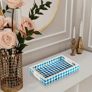 ถาดเสิร์ฟเรซิ่นทรงสี่เหลี่ยมผืนผ้าสุดหรูถาดเก็บของอุปกรณ์ตกแต่งบ้านลายไม้พลาสติกแบบสมัยใหม่ของขวัญงานฝีมือ - Product Image 4