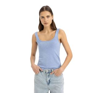 Camiseta sin mangas de algodón acanalado de color personalizado para mujer, chaleco sin mangas ajustado de verano, camiseta sin mangas de algodón transpirable ligera para mujer - Product Image 3