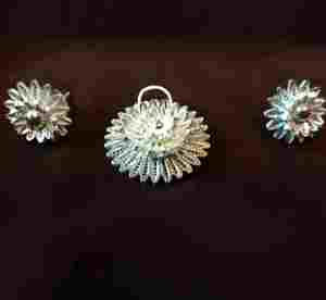 Mejor venta Bakul filigrana de plata brillo brillante Stud pendientes colgante conjunto de alta calidad proveedor indio de moda elegante - Product Image 3