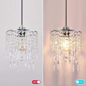 Abat-jour de lustre en acrylique, lustre suspendu en perles chromées modernes, abat-jour pendentif perles à 2 niveaux, abat-jour de lustre de plafond avec - Product Image 2