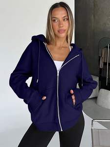 Sudaderas con cremallera y capucha de gran tamaño para mujer, chaquetas informales de moda de otoño para invierno, ropa de punto transpirable - Product Image 3