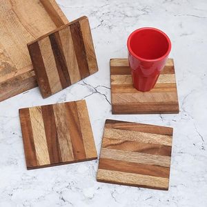 Aaliyan Impex Wholesale Custom Factory Bamboo Coaster Set Walnut Wooden Coaster Beech Coaster Cute <b>Christmas</b> Party <b>Mats</b> Pads - Product Image 1
