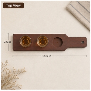 Bandeja de cócteles de madera con soportes para dos vasos de chupito, 14.5 pulgadas, accesorio de bar minimalista para servir whisky - Product Image 4