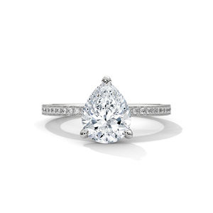 Anillo DE BODA VS VVS Color D E F Super White Lab Grown Diamond Pear Cut de estilo clásico para mujer, oro de 18K de ley certificado IGI - Product Image 1