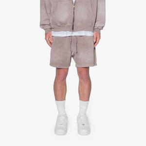 Short d'été pour hommes personnalisé de haute qualité Vintage en détresse lavé à l'acide coton éponge français Streetwear blanc haut motif solide - Product Image 1