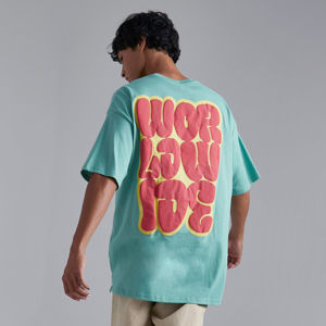 เสื้อยืดสไตล์สตรีทไซส์ใหญ่พิเศษสำหรับผู้ชายผ้าฝ้าย100% สีพื้นน้ำหนักมากออกแบบได้ตามที่ต้องการคุณภาพสูง - Product Image 4