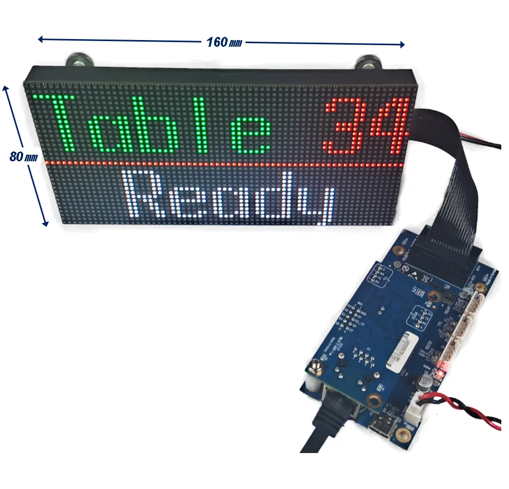 P2.5 80x160mm Real-time LED Text Message Display Kit For PLC PC Embedded IoT Server RS232 Ethernet Indoor LMD-KIT-P2.5-2R4C-E