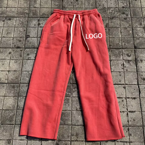 Pantalones de calle de felpa francesa con logotipo personalizado pantalones de chándal vintage de algodón lavado ácido desgastado para Hombres estilo informal - Product Image 6