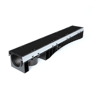 ชุดรางระบายน้ำอุตสาหกรรมสมัยใหม่ EXEL 100 HDPE ของอิตาลี ขนาด D400 ร่อง 6 มม. พร้อมตะแกรงเหล็กดัดแบบดิลทิล ชุดเหล็กยึดสำหรับงานก่อสร้างภายนอกอาคาร - Product Image 1