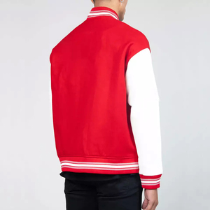 Veste universitaire en cuir vintage pour homme sur mesure OEM avec col montant et patch en chenille, style streetwear pour l'hiver - Product Image 5