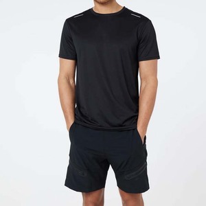 2025 nuevos conjuntos informales para hombre, camiseta de manga corta de Color sólido, conjuntos de pantalones cortos deportivos para Fitness, 100% algodón, poliéster, Color negro, Verano - Product Image 1