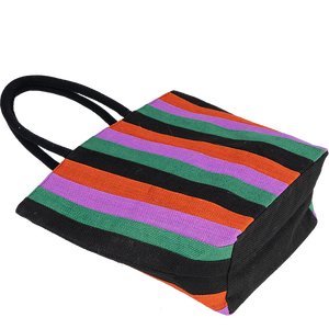 Bolsa de compras de playa de yute con asa acolchada tejida bolsa de diseño de rayas fabricada en Bengala Occidental en India - Product Image 6