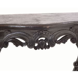 Mesa de Consola Clásica Ronaldo Hecha de Madera de Caoba Sólida con Tallados Simples en Madera y Acabado Negro. - Product Image 4