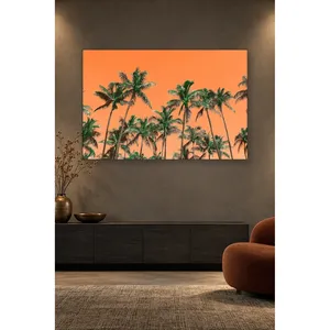 Impresión en lienzo de palmeras Fida en un cielo naranja - Product Image 2