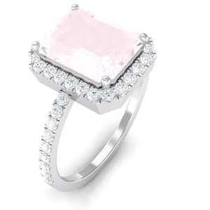Piedra de cuarzo rosa sólida Plata de Ley 925 chapado en rodio Rosa diseño único mujer chica boda Día de San Valentín directo de fábrica - Product Image 1