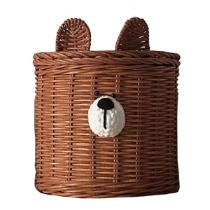 Cubierta de caja de pañuelos de ratán para chico de oso marrón ecológico hecha a mano, decoración rústica bonita y duradera para dormitorio - Product Image 1