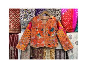 New Style Bohemian Style Women's Cotton Short Jacket Boho <b>Double</b> Side Wear Reversible Coat with Printed Fabric - Product Image 5