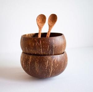 Bol à salade en noix de coco biologique, fait à la main, sculpté, écologique, jetable, vaisselle naturelle pour le camping, directement de l'usine en Inde - Product Image 1