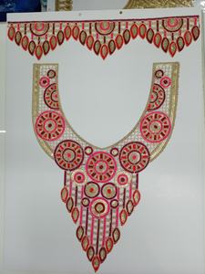 Collar de cuello bordado brillante con estilo cosido de secuencia brillante para vestidos indios Blusas Sarees Kurtis hechos de red - Product Image 3