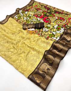 Sari en soie Tussar Dolla pur pour femmes adultes, de créateur, doux, Bollywood, ethnique indien, prêt à porter en une minute, festivals, traditionnel - Product Image 2