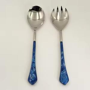 Ensemble de serveurs à salade en acier miroir et ensemble de cuillères et de fourchettes de mariage, très vendus - Product Image 4