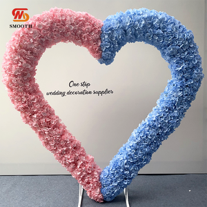 Suave gran oferta artificial azul Rosa flor corazón forma boda arco soporte telón de fondo para decoración de eventos - Product Image 3