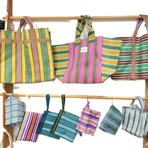 Bolsas de compras grandes reutilizables ecológicas de nailon reciclado, bolsas de plástico sostenibles hechas en la India, suministro a granel, bolsa de lavandería con cremallera superior - Product Image 1