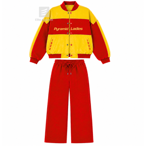 Conjunto deportivo transpirable personalizado NSPDK Sorority con logotipo bordado en la parte delantera, corte holgado, conjunto de 2 piezas de felpa para mujer - Product Image 1