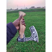 Couteau à pizza industriel Jexmoo, fait main, en acier au carbone, manche en bois de rose, étui en cuir, 10 pouces, type tomahawk pour la chasse en extérieur