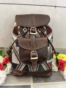 New Jacquard Leather Handmade Backpack Real Leather Rucksack Unisex <b>Multi</b> Uses New Design <b>Bag</b> Wholesale Bulk Product - Product Image 2