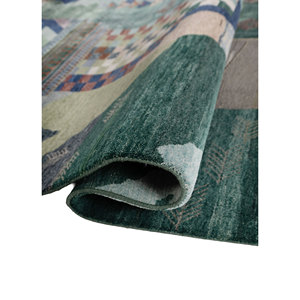 Manchaha <b>Green</b> Hand Knotted Wool Bamboo <b>Silk</b> Rug 10mm Thick Rectangle Abstract Pattern for Home Hallway for Home Floor Les-2867 - Product Image 2