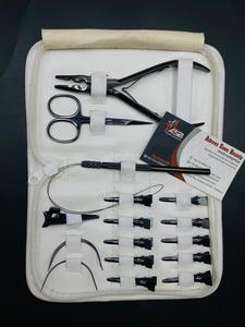 Ensemble de pinces professionnelles en acier inoxydable pour extension de cheveux, comprenant une aiguille de tissage de cheveux ciseaux de couleur plasma noir, vente en gros - Product Image 5