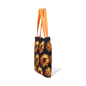 Bolsas de Mano Personalizables de Lona de Algodón con Cierre y Diseño de Girasol para Damas, Ligeras, Reutilizables, Plegables, con Impresión Digital Completa - Product Image 5