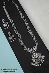 ENSEMBLE DE COLLIER DE MARIÉE EN DIAMANT AMÉRICAIN ET BOUCLES D'OREILLES CLASSIQUES ET DE HAUTE QUALITÉ ENSEMBLE DE BIJOUX DE MARIAGE POUR FEMMES DE STYLE CLASSIQUE - Product Image 3