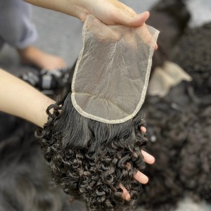 Vague naturelle vietnamienne naturelle Remy cheveux vierges bouclés dentelle frontale fermeture de cheveux humains couleur naturelle dentelle transparente - Product Image 6