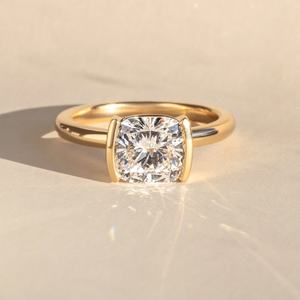 Bague de fiançailles en diamant de laboratoire taille coussin, or 10K 14K 18K, argent, platine, sertissage clos, fournisseur de bijoux fins, prix d'usine - Product Image 6