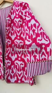 เสื้อโค้ทฤดูหนาวของผู้ชายเสื้อโค้ทผ้าฝ้ายพิมพ์ลายสไตล์โบฮีเมียนสไตล์ Ikat ทำด้วยมือเสื้อแจ็กเก็ตบุนวมทำจากผ้าใบสำหรับผู้หญิง - Product Image 6