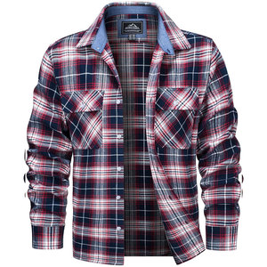 เสื้อเชิ้ตผ้าสักหลาดผ้าฝ้าย100% แขนยาวเสื้อแจ็กเก็ตลายสก็อต2กระเป๋า250 GSM bespoke ฉลากส่วนตัว - Product Image 4