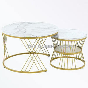 Table basse classique moderne ronde en métal et marbre pour salon salle à manger chambre cuisine hôtel meubles de maison - Product Image 1